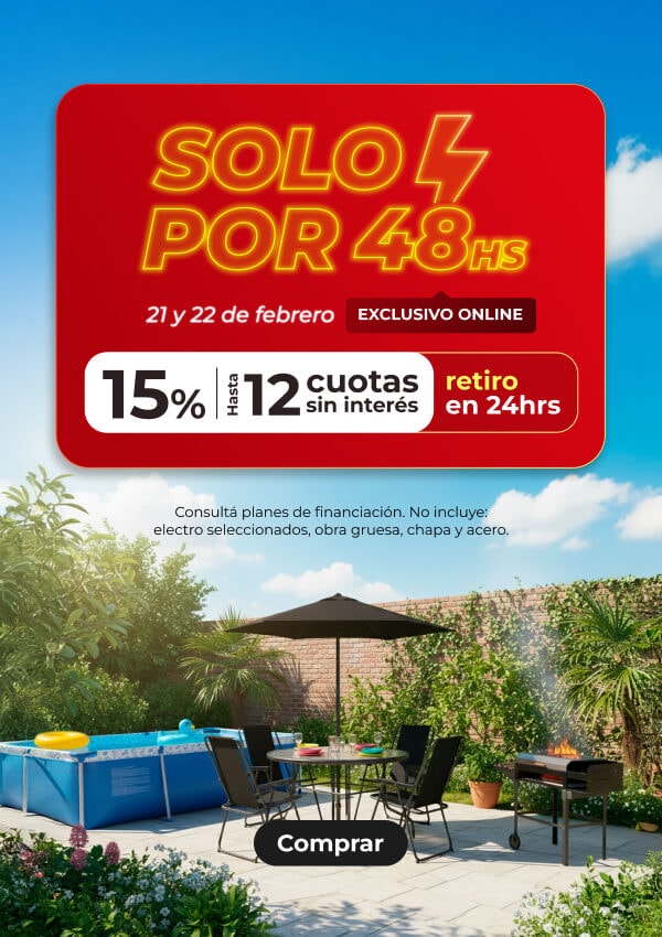 Solo por 48 hs - 15% y hasta 12 cuotas sin interés - 21 y 22 de febrero - Exclusivo online.